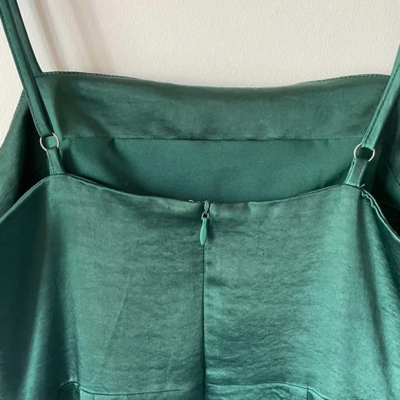 Lulus Dreams Come True Emerald Green Satin Ruffled Mini Dress Sz S - Picture 7 of 10